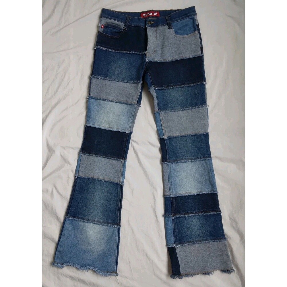 Vintage Y2K Zana Di Jeans Patchwork Flare Boho Festival Women's Size 7